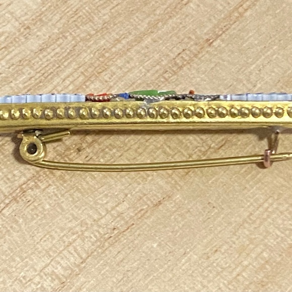 Very Vintage 1920-1950s Italian Mosaic Bar Pin - Picture 3 of 4